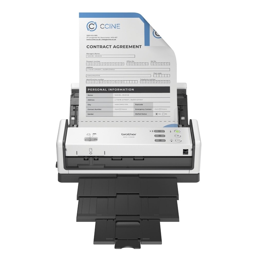 Scanner de Mesa Brother ADS1350W - USB e Wireless, Branco