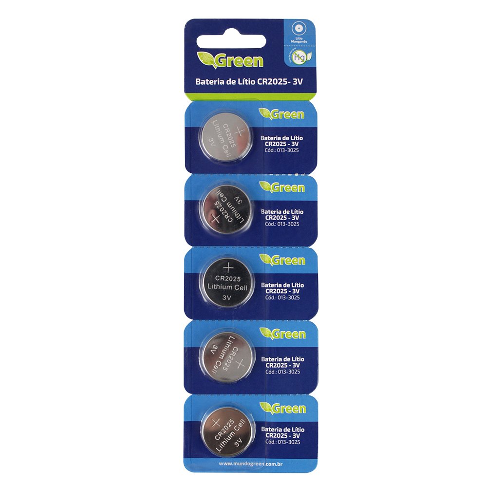 Bateria CR2025 3V Lítio Manganês - Green