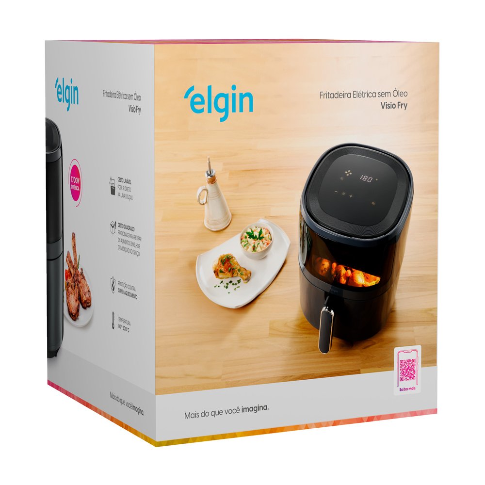 Fritadeira sem óleo Air Fryer Elgin Vision Fry 5L 220V Com Visor