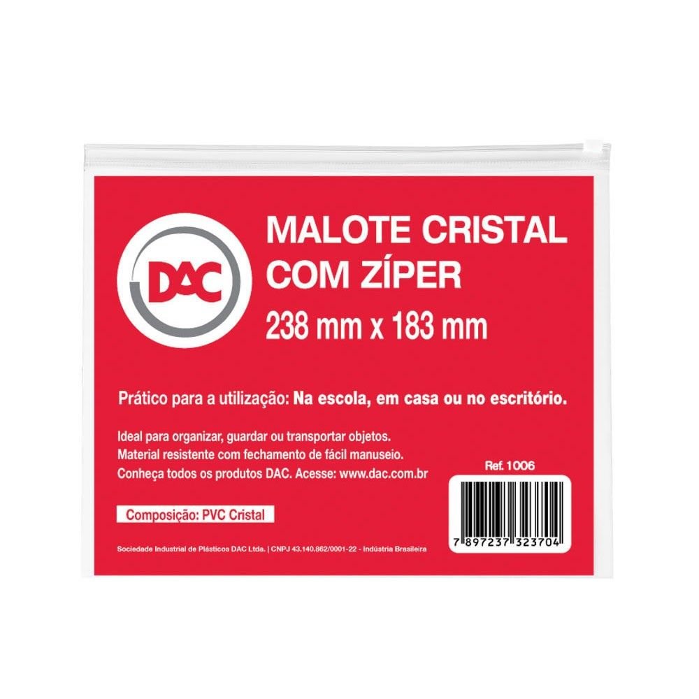Malote Cristal Com Zíper 24x18 m - 1006 Dac