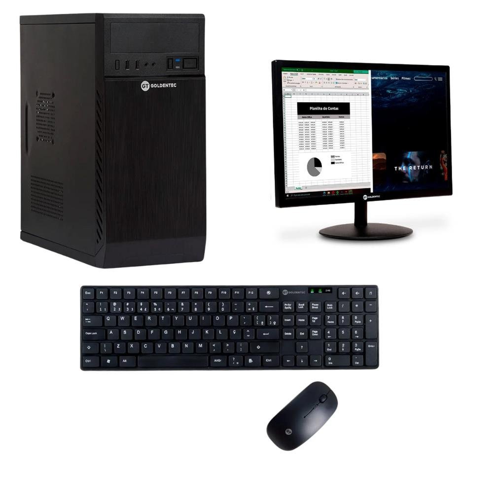 Kit Computador Intel Core I3, 2G, 4GB, SSD 120, Com Monitor 15, Teclado e Mouse Goldentec