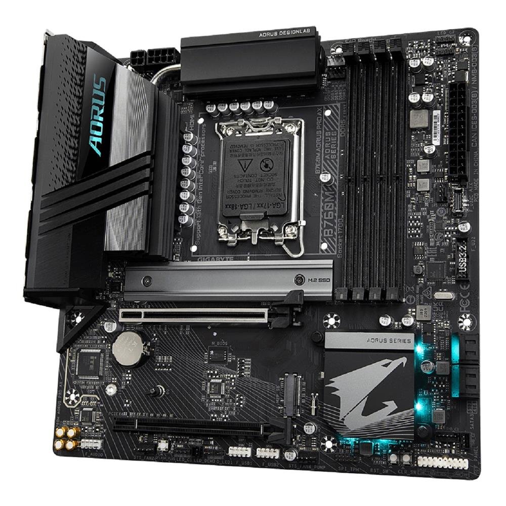 Placa Mãe Gigabyte B760M Aorus Pro AX, Chipset B760, Intel LGA1700, mATX, DDR5