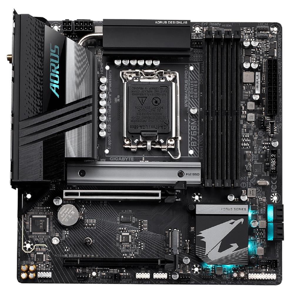Placa Mãe Gigabyte B760M Aorus Pro AX, Chipset B760, Intel LGA1700, mATX, DDR5