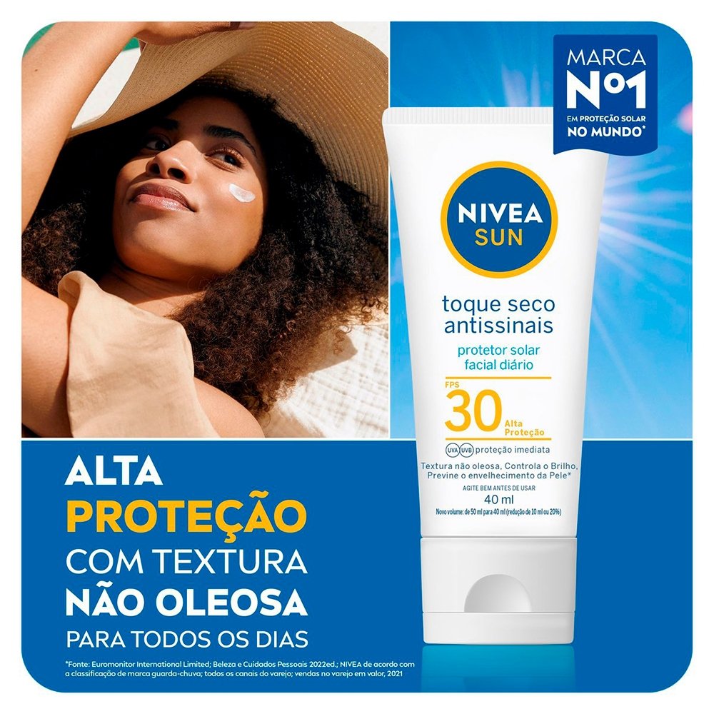 Protetor Nivea Sun Facial Toque Seco FPS30 40ml