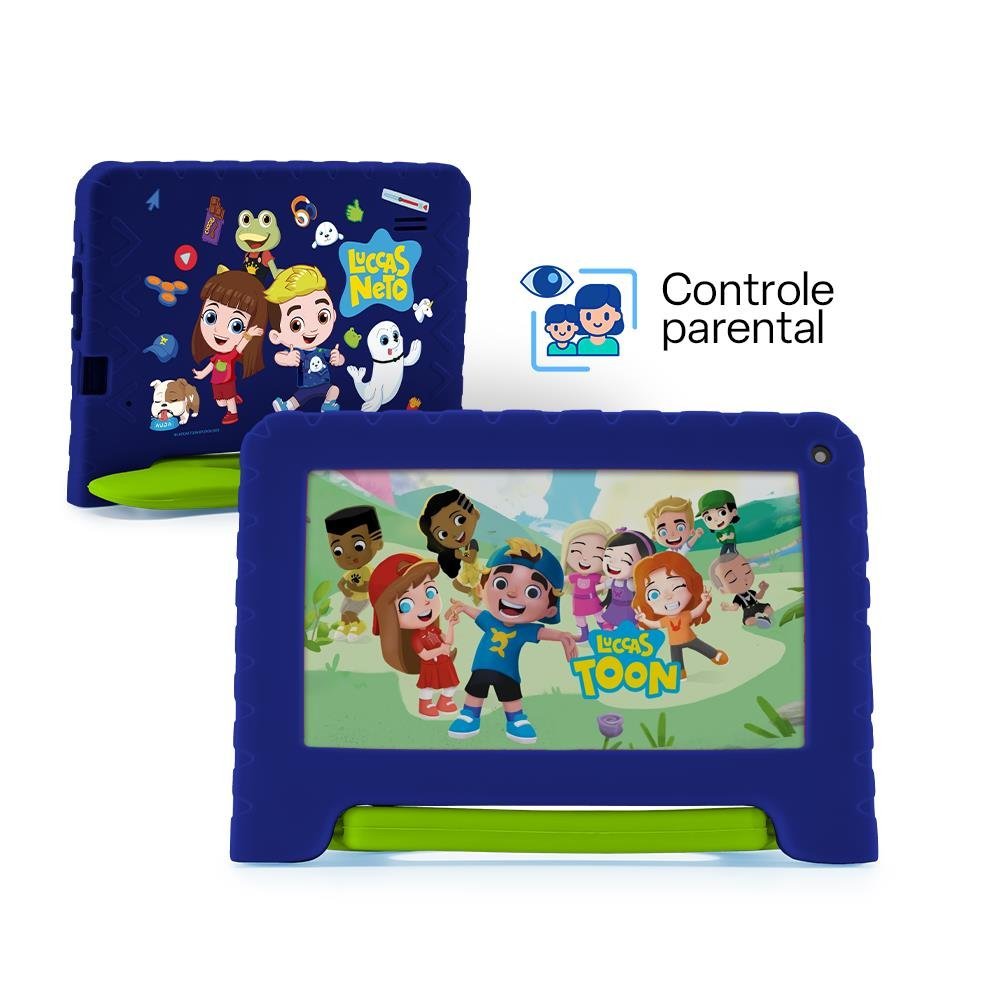 Tablet Luccas Neto com Controle Parental 4GB RAM + 64GB + Tela 7 polegadas + Case + Wi-fi + Android 13 + Quad Core Multi - NB423
