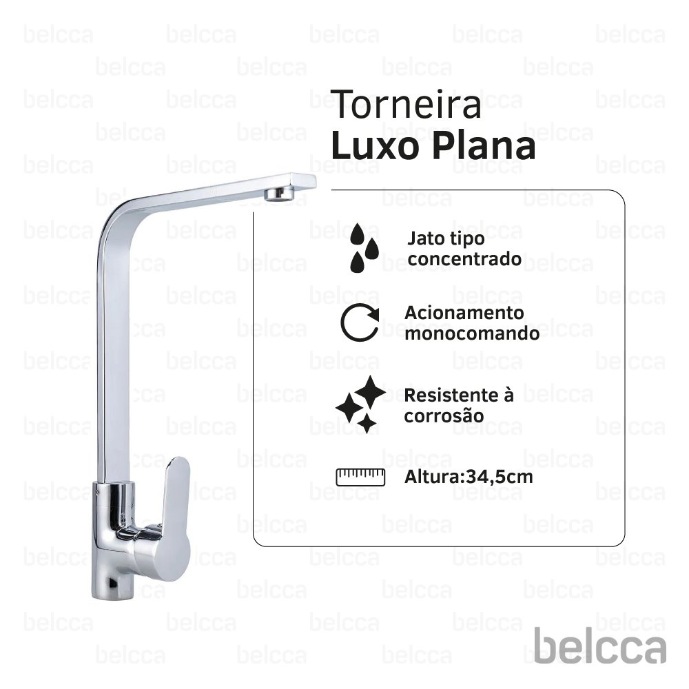 Torneira Luxo Para Cozinha Gourmet Misturador Monocomando Cromada De Bancada Belcca Tlmc-02