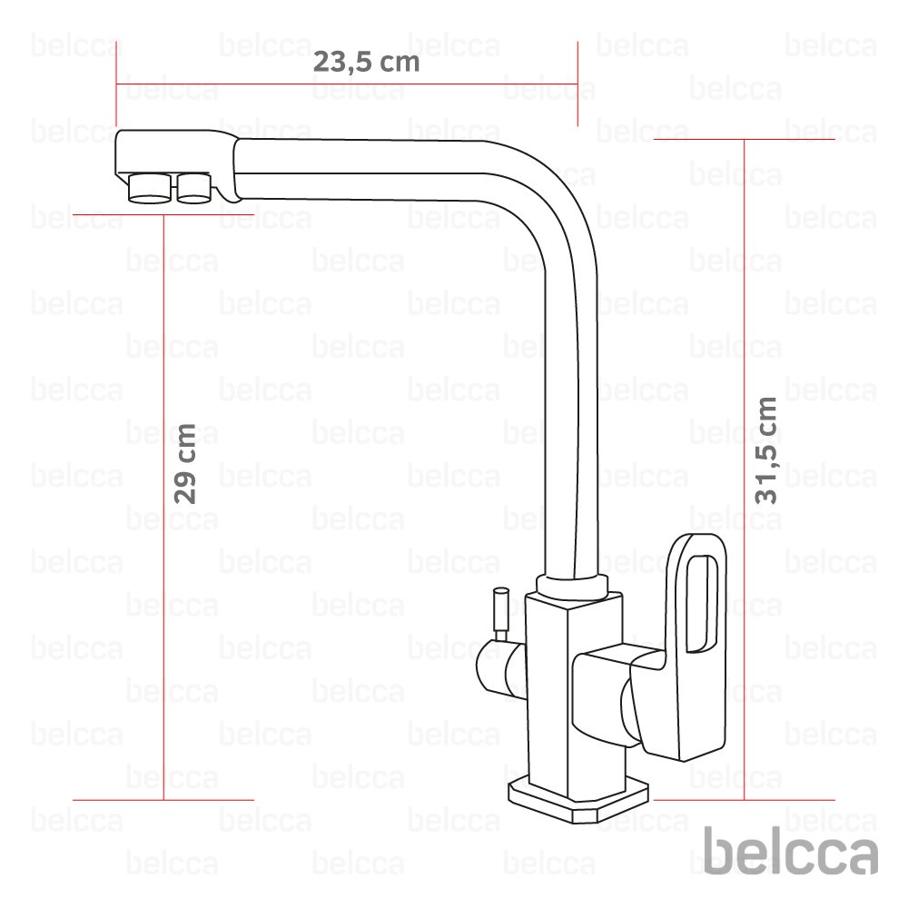 Torneira Gourmet Misturador Monocomando com Saida para Água Quente/Fria e Filtrada Cromada de Bancada Belcca TFMC-01