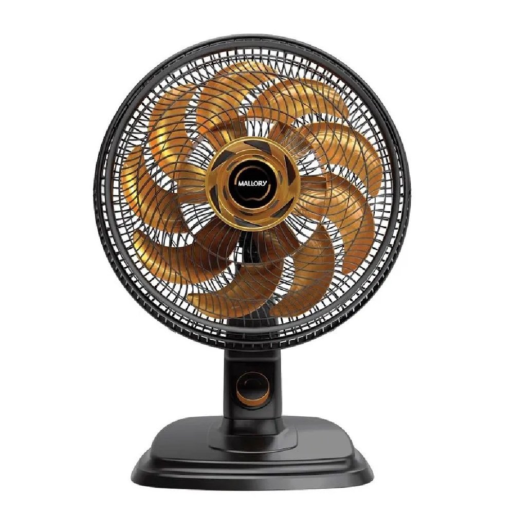 Ventilador De Mesa Mallory Egeo 40Cm Preto e Dourado - 220V