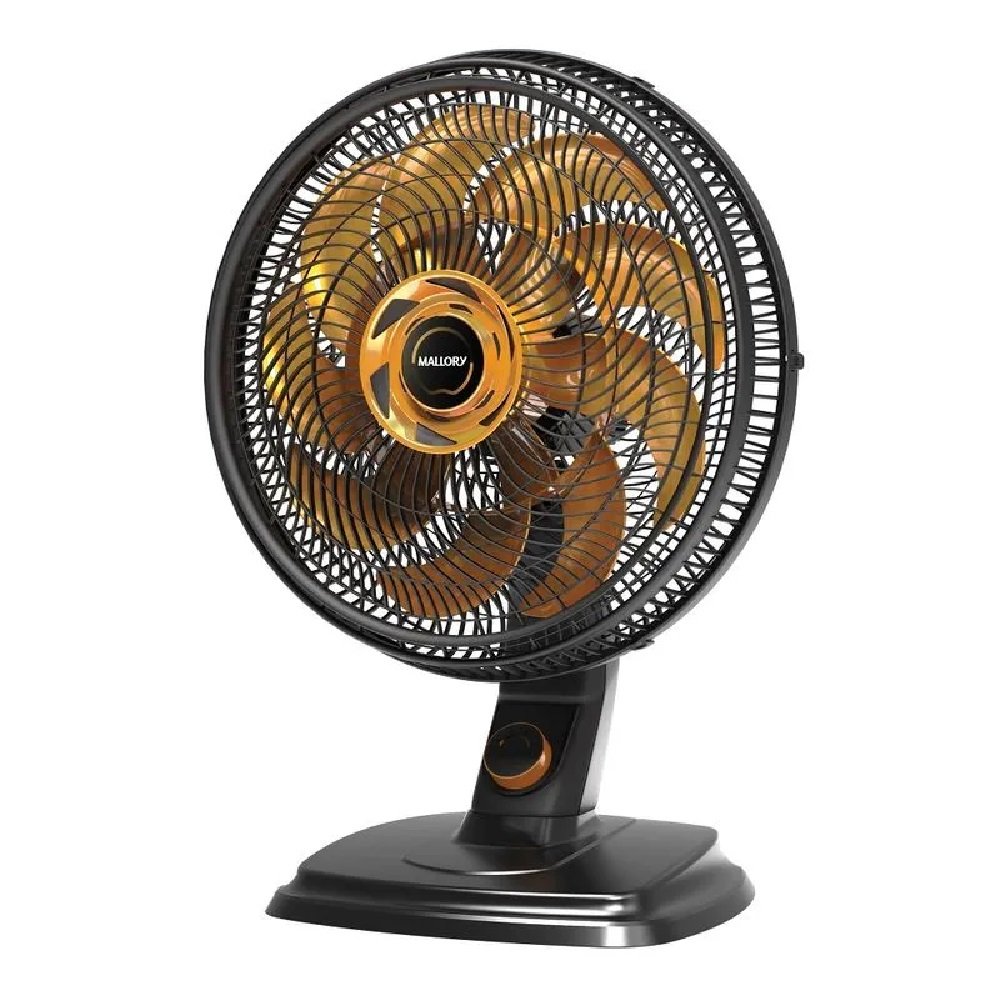 Ventilador De Mesa Mallory Egeo 40Cm Preto e Dourado - 220V