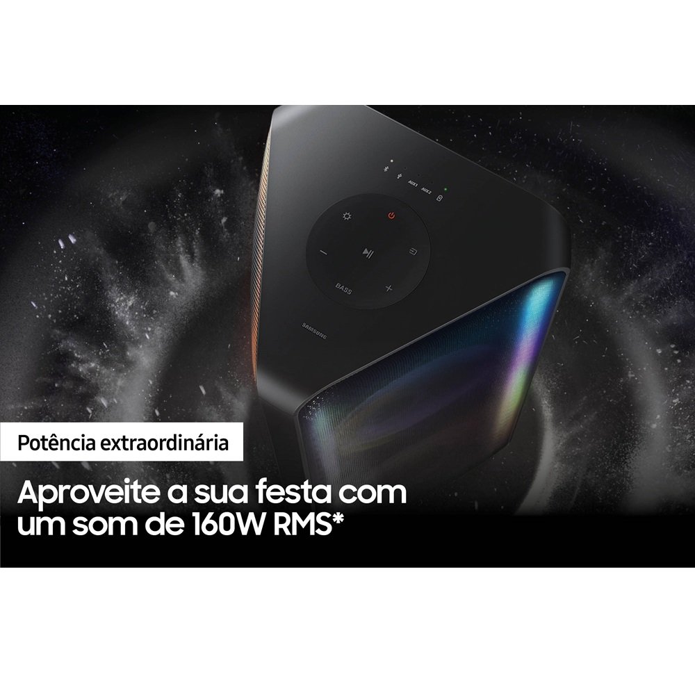 Sound Tower Samsung MX-ST45B, com Potência extraordinaria, Bateria incluida e Som Bi-direcional Preta - Bivolt