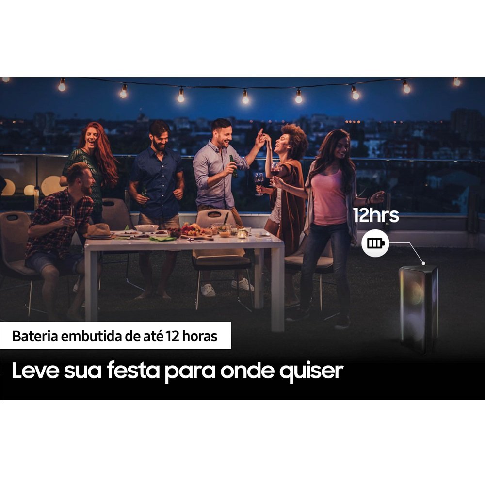 Sound Tower Samsung MX-ST45B, com Potência extraordinaria, Bateria incluida e Som Bi-direcional Preta - Bivolt