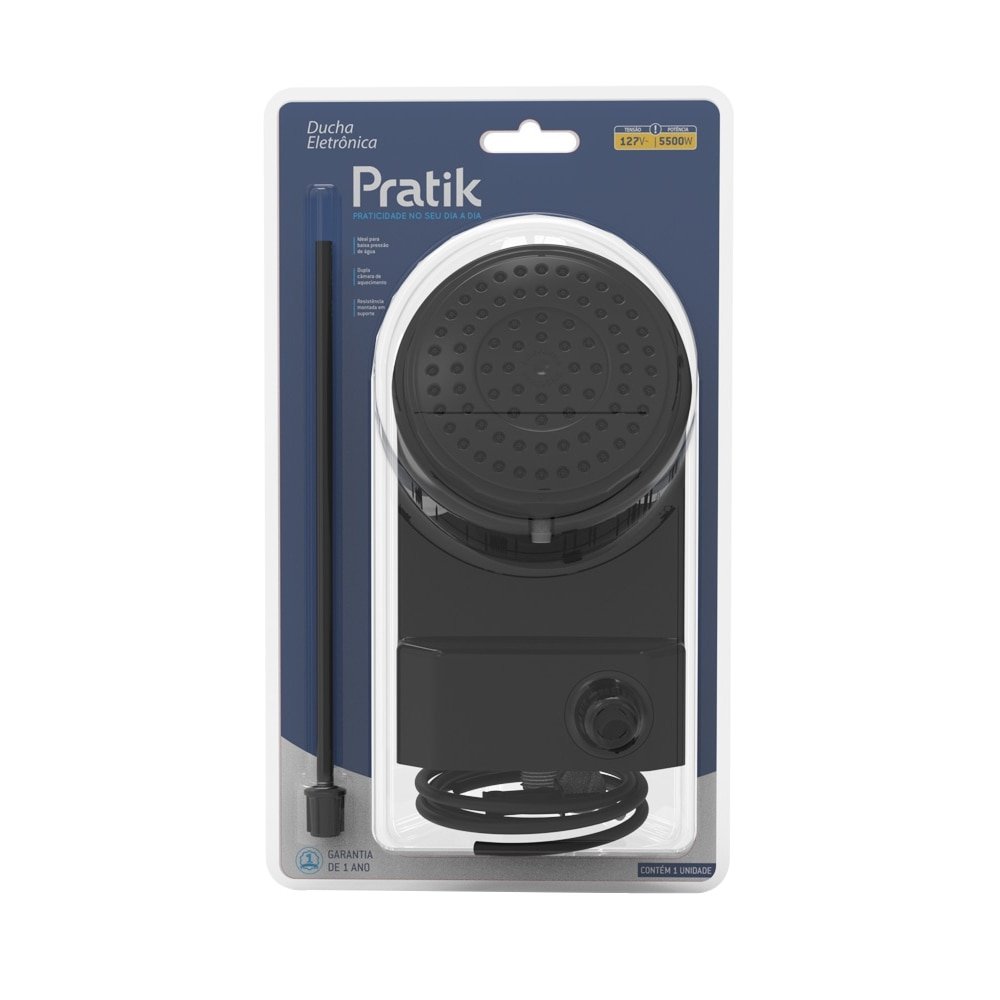 Chuveiro Ducha Pratik Eletrônica Preto 7500W 220V