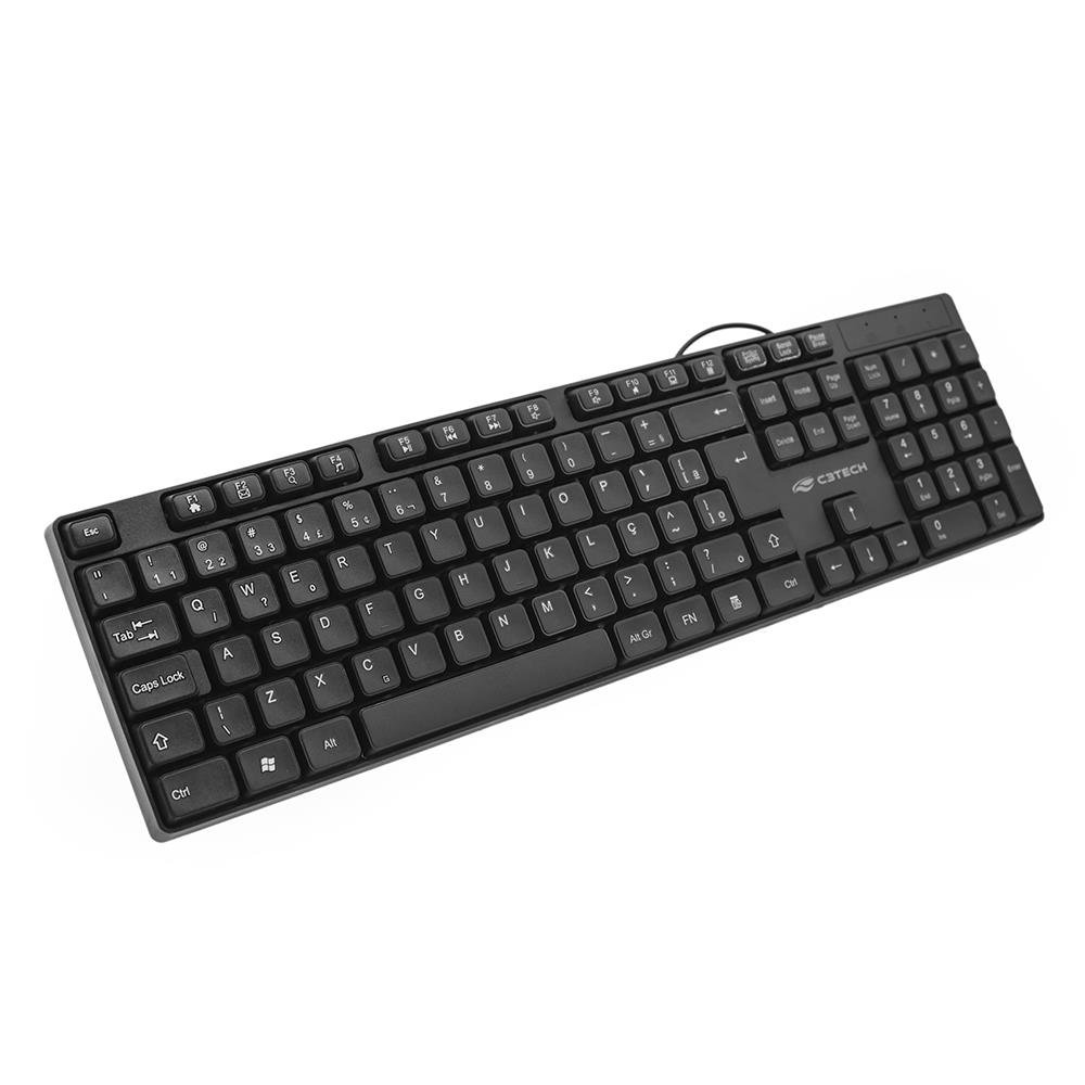 Teclado C3Tech USB 1,20m ABNT2 Multimídia Preto - KB-M10BK