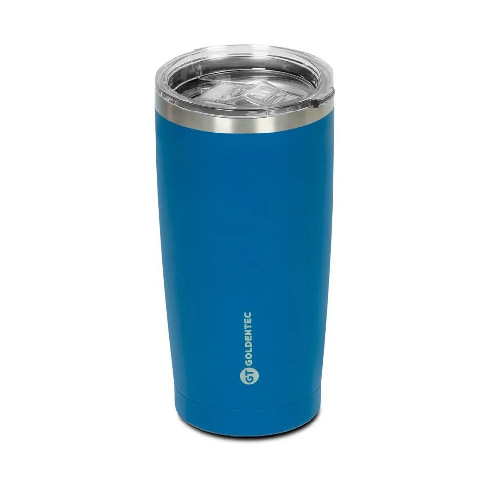 Copo Termico Thermos Goldentec Inox 600 ml Azul Marinho para bebidas quentes ou frias com tampa