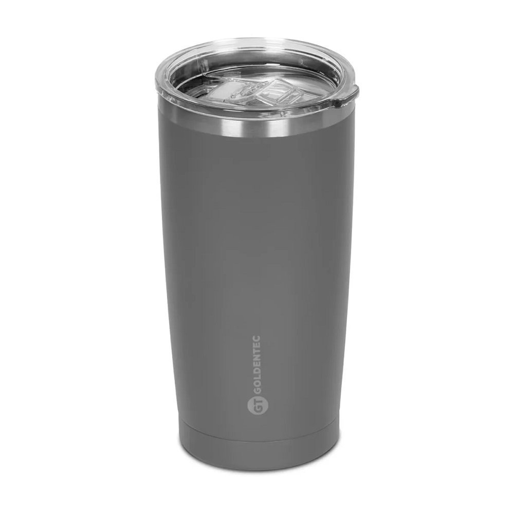 Copo Termico Thermos Goldentec Inox 600ml Cinza com tampa para bebidas quentes ou frias