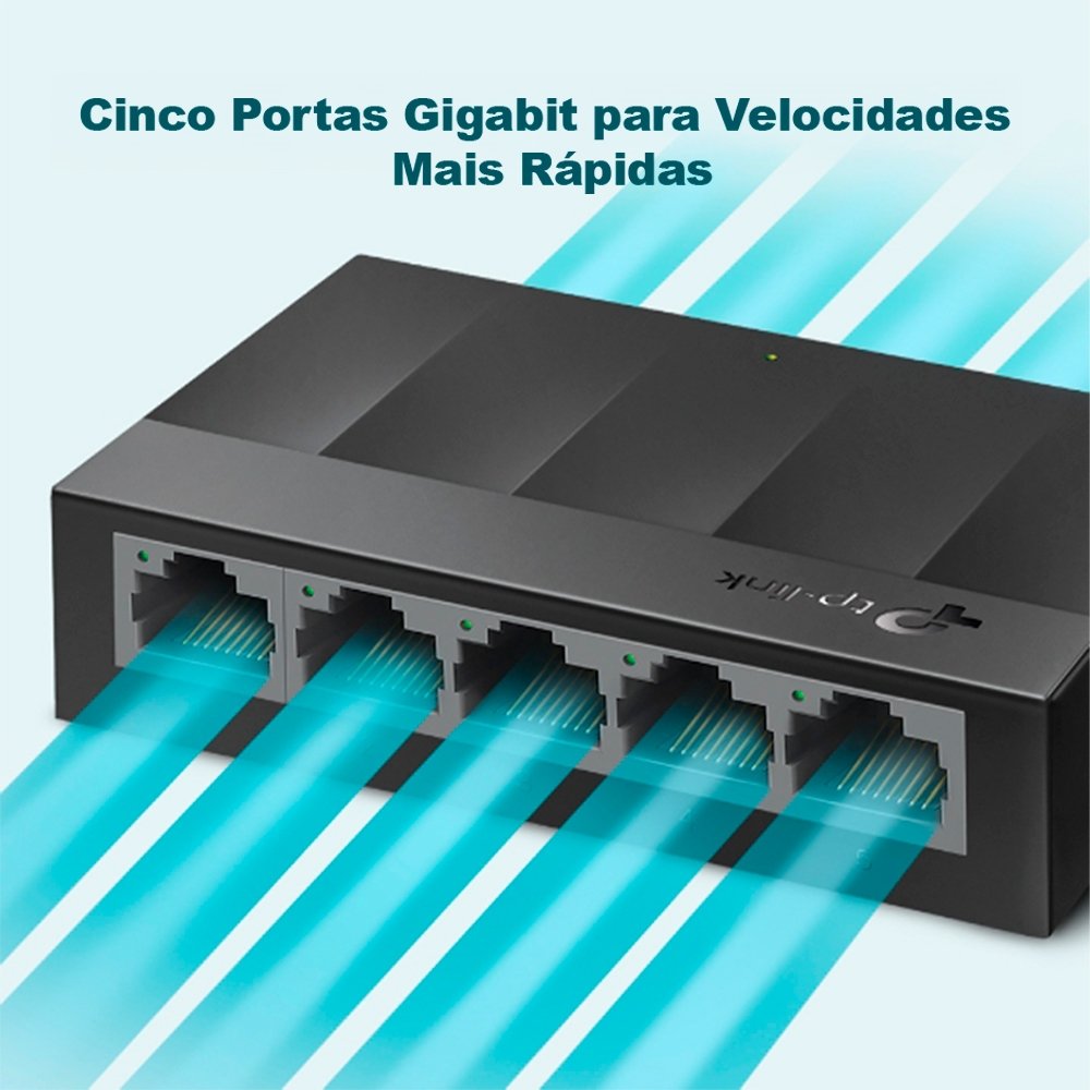 Switch Tp-Link LS1005G - 5 Portas, Gigabit De Mesa, 10/100/1000MBPs