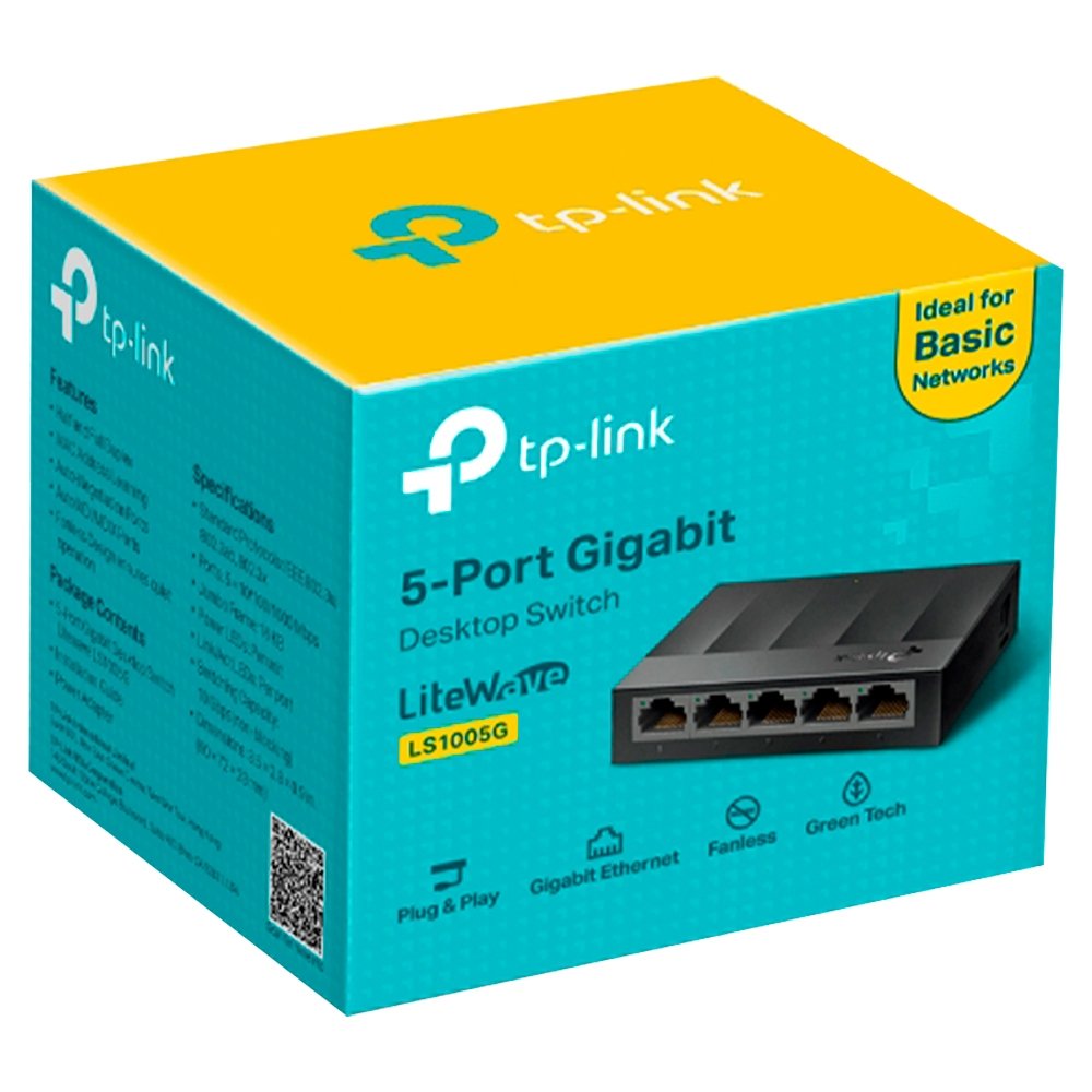 Switch Tp-Link LS1005G - 5 Portas, Gigabit De Mesa, 10/100/1000MBPs