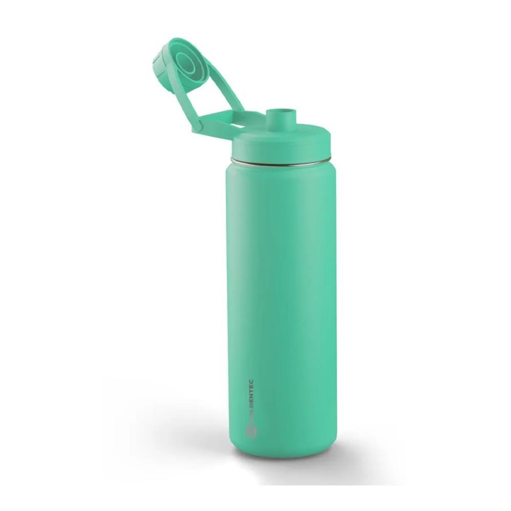 Garrafa Térmica Inox Goldentec 500 ml Para Bebidas Quentes ou Frias Com Tampa Com Bico e Base Emborrachada -Verde Claro