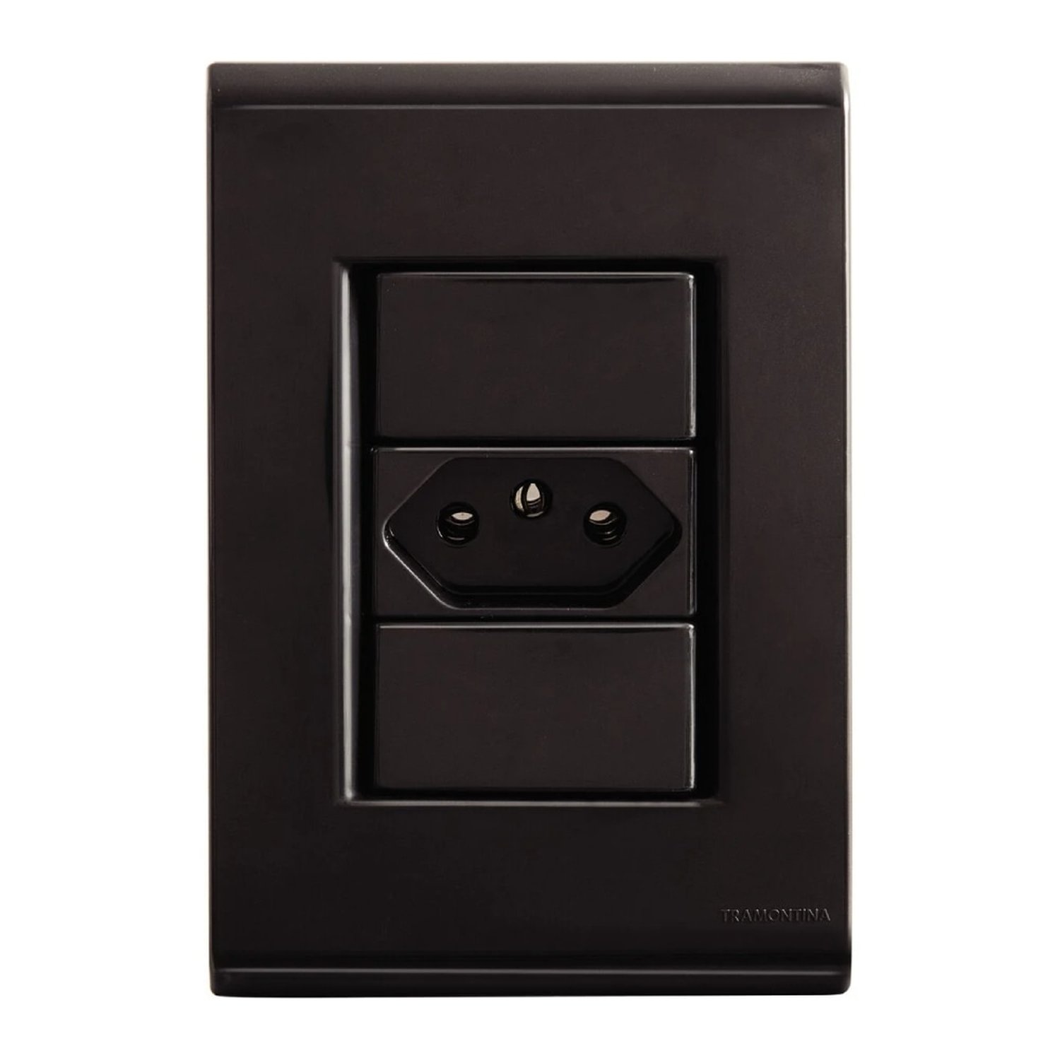 Tomada Liz Tramontina 2p+T 10A Com Placa 4x2 + Suporte Grafite