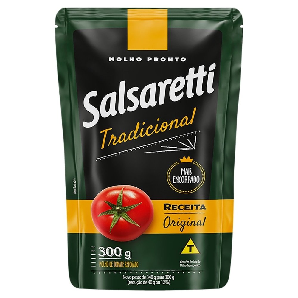 Molho de Tomate Salsaretti Tradicional Sache 300g - Embalagem com 36 Unidades