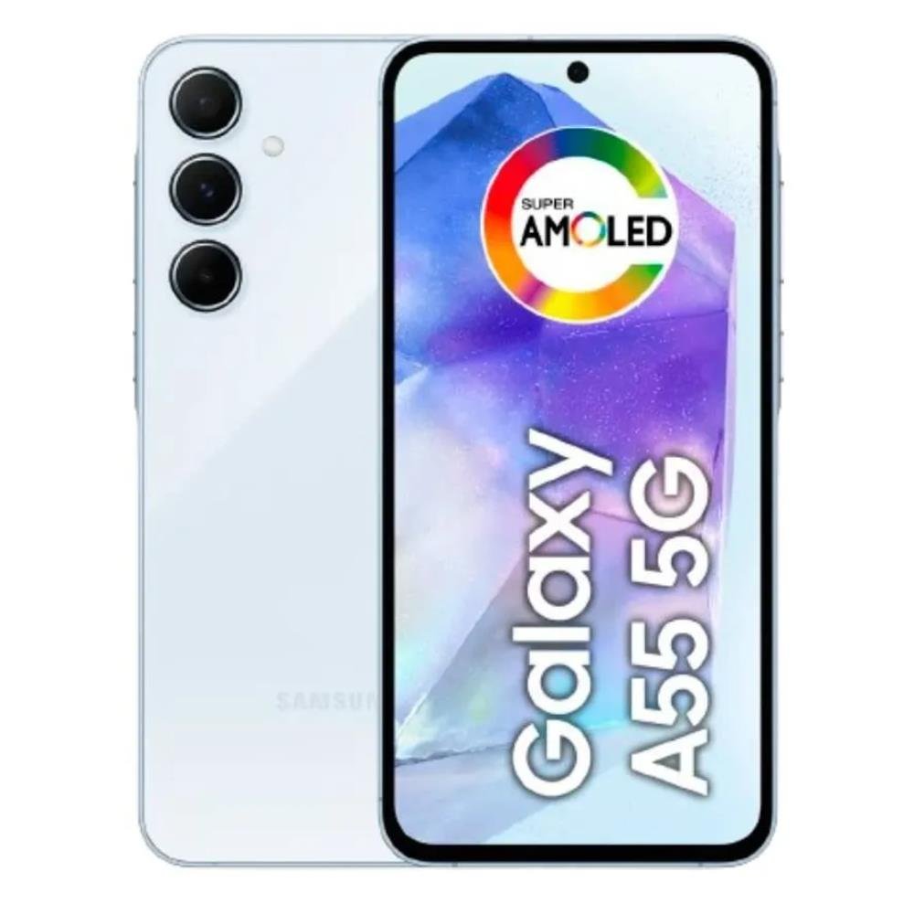 Smartphone Samsung Galaxy A55 5G 256GB Tela 6.6 8GB RAM e Câmera Tripla Azul Claro