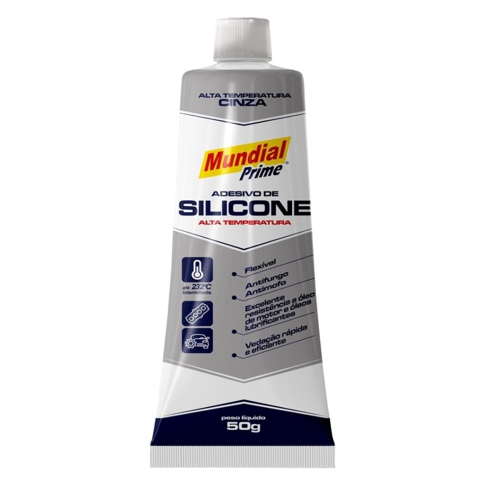 Silicone Acético Mundial Prime Alta Temperatura Cinza 50g