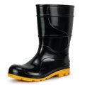 Bota PVC Crival Preta Solado Amarelo Cano Médio sem Forro 28cm CA32180 31/38