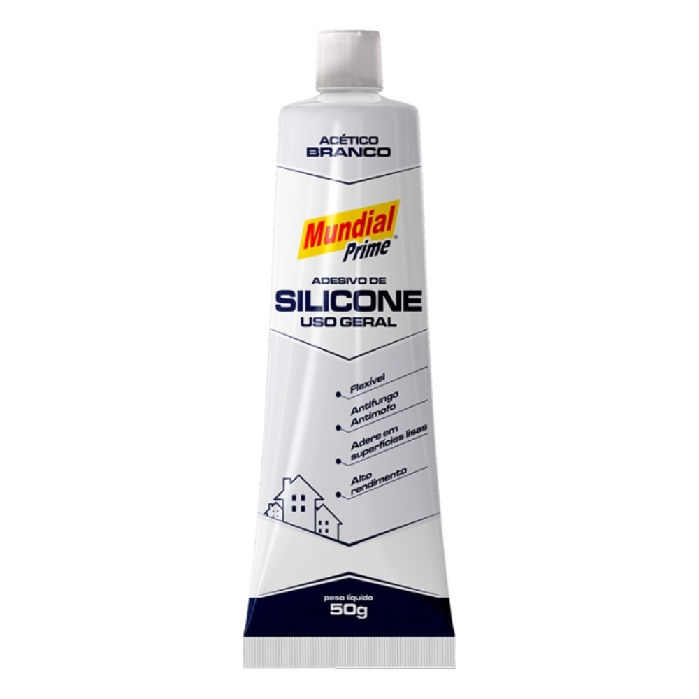 Silicone Acético Mundial Prime Uso Geral Branco 50g