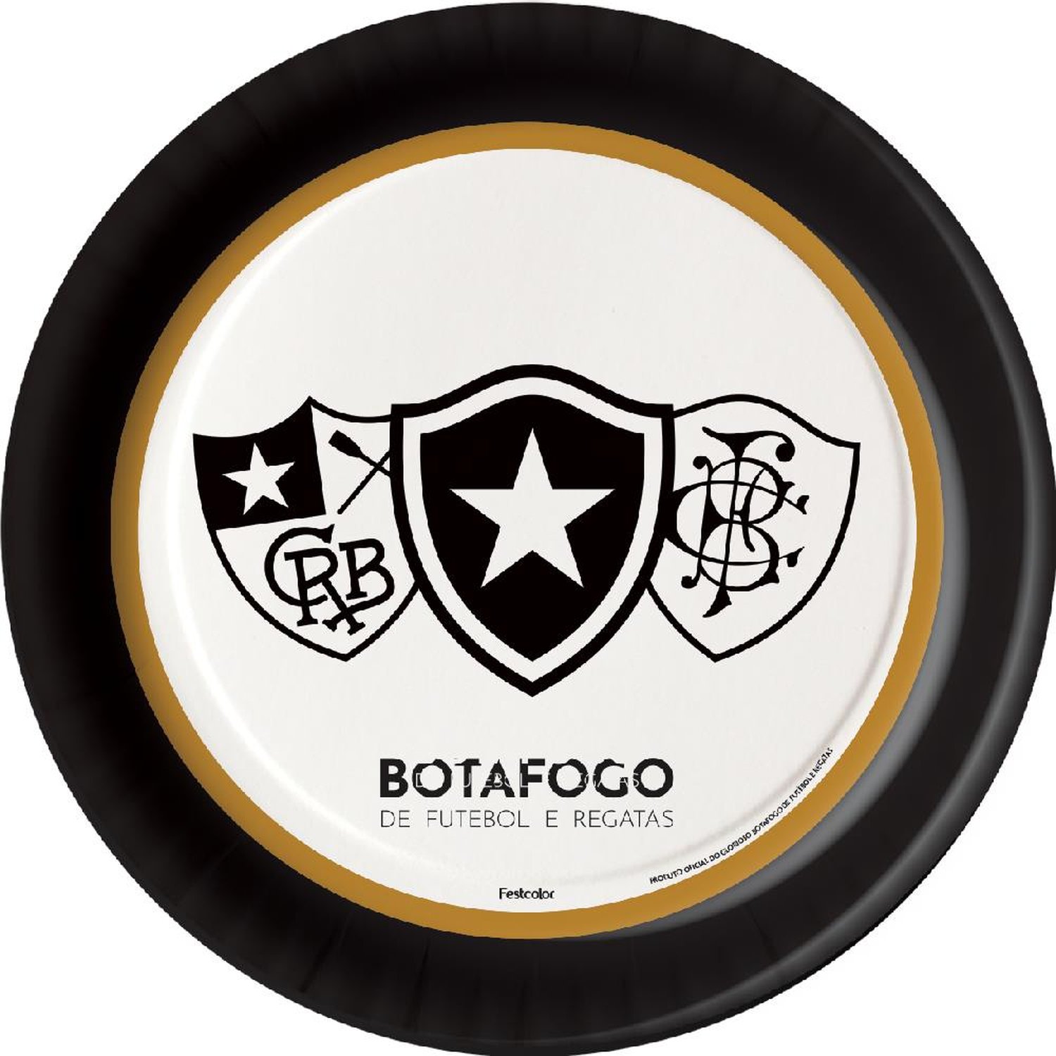 Prato Botafogo Oficial - Embalagem com 8 unidades.