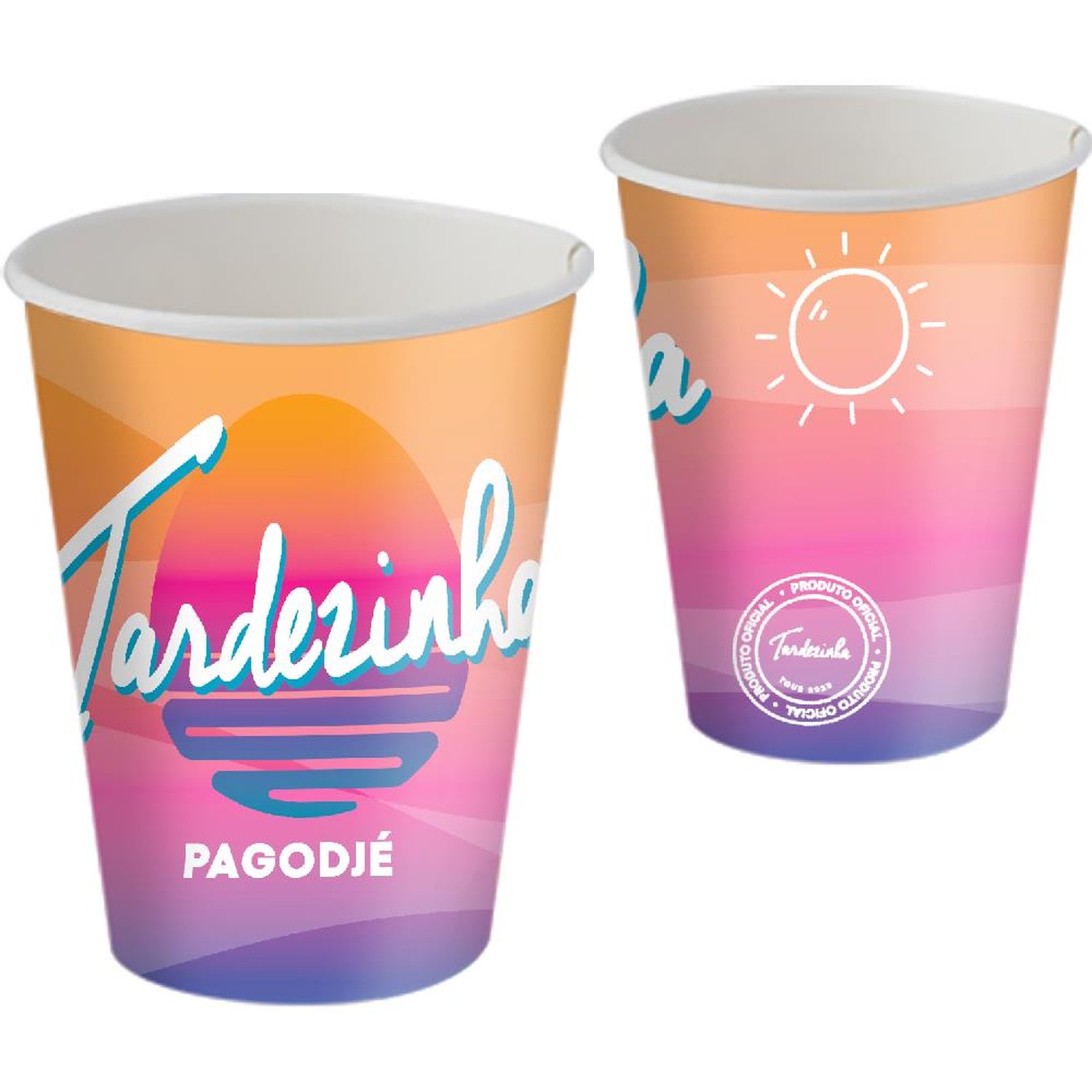 Copo Papel 200Ml Tardezinha Verao - Embalagem com 8 unidades.