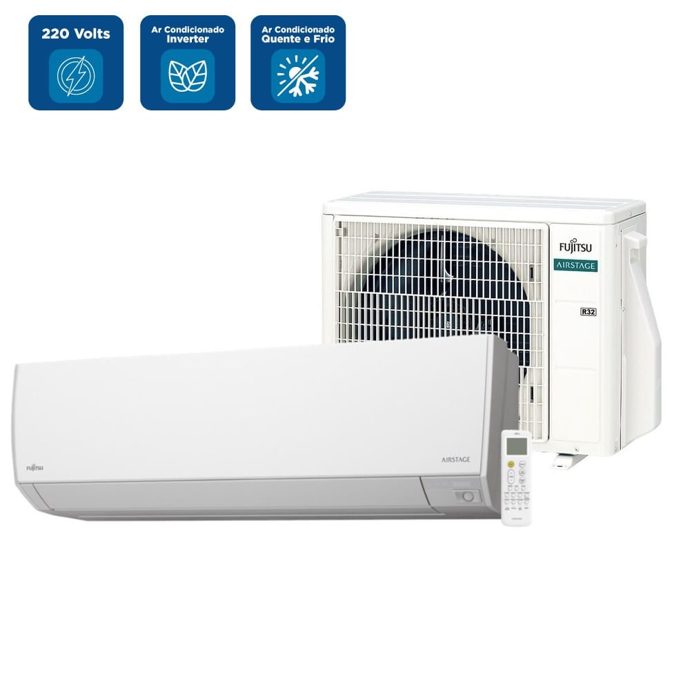 Ar Condicionado Split Hi Wall Inverter Fujitsu 9000 BTU/h Quente e Frio ASBG09KMBA - 220 Volts