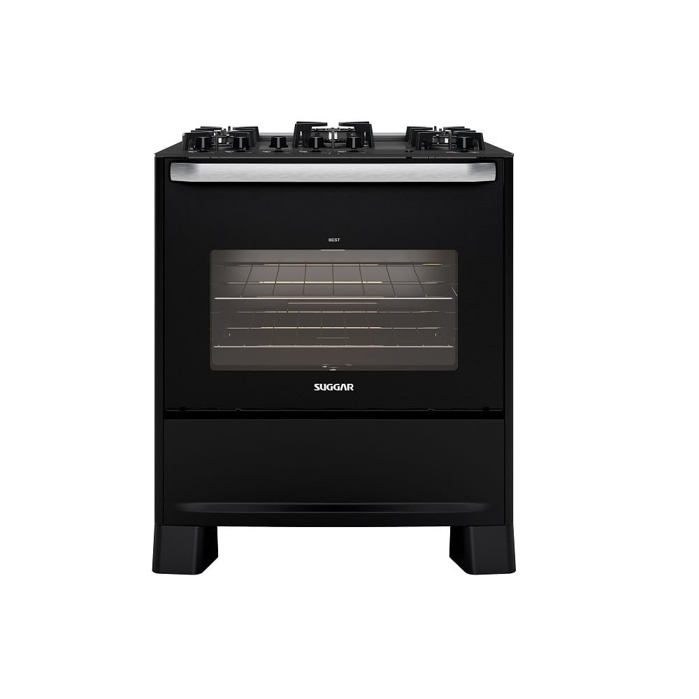 Fogão de Piso Suggar 5 Bocas Mesa de Vidro Best Grill Preto ¿ 220 Volts
