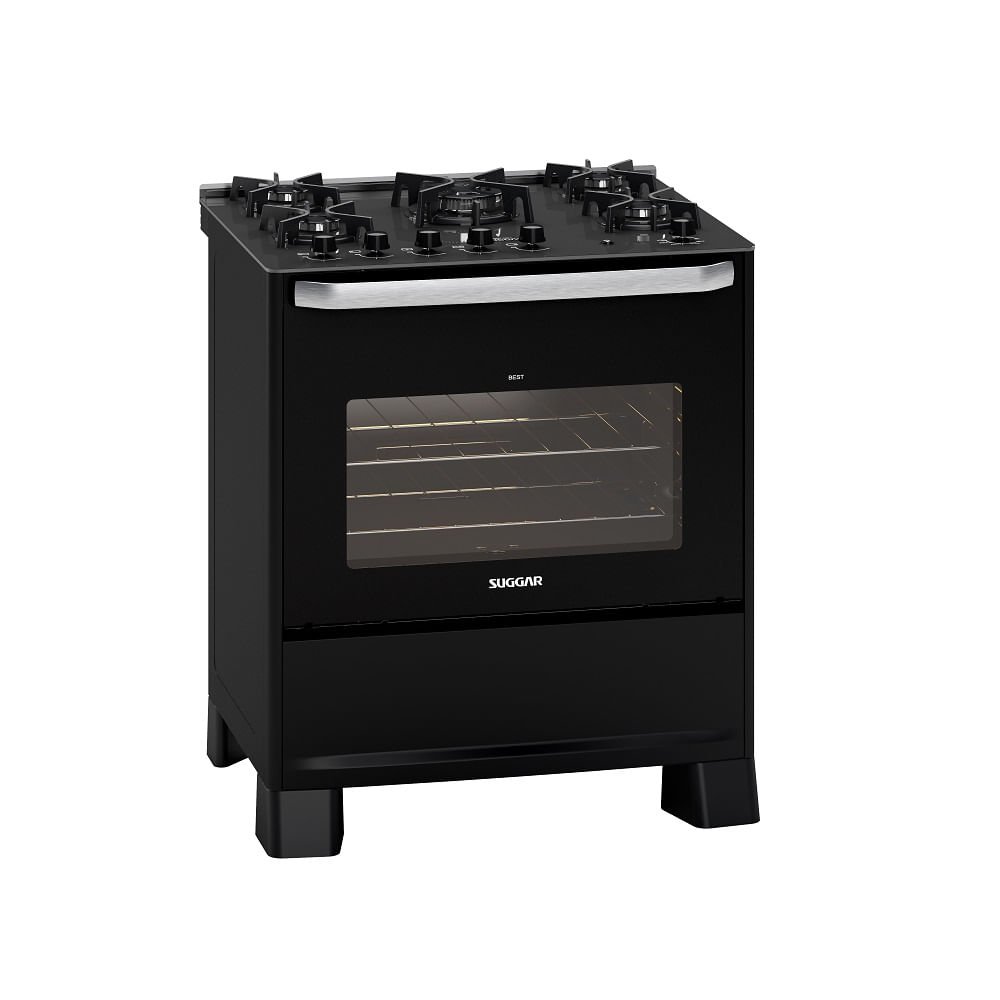 Fogão de Piso Suggar 5 Bocas Mesa de Vidro Best Grill Preto ¿ 220 Volts