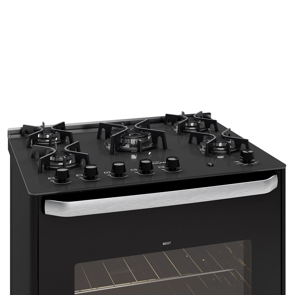 Fogão de Piso Suggar 5 Bocas Mesa de Vidro Best Grill Preto ¿ 220 Volts