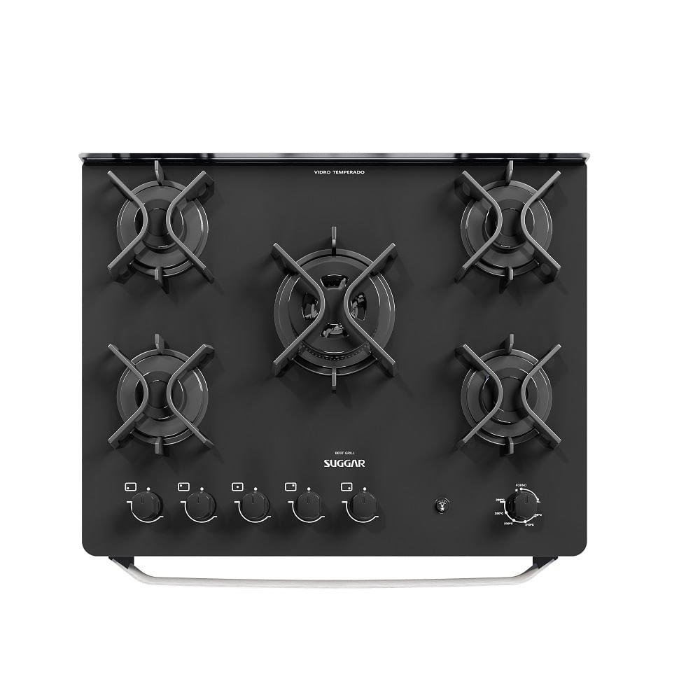 Fogão de Piso Suggar 5 Bocas Mesa de Vidro Best Grill Preto ¿ 220 Volts