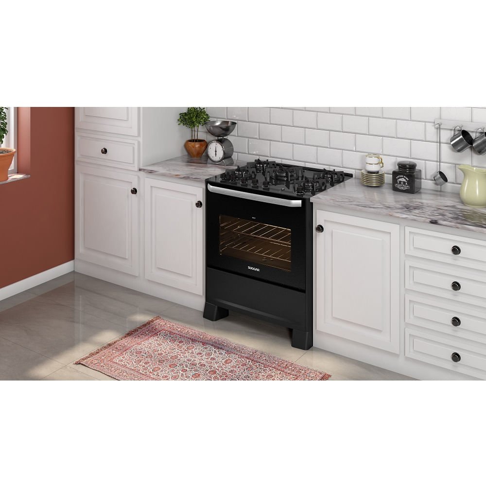 Fogão de Piso Suggar 5 Bocas Mesa de Vidro Best Grill Preto ¿ 220 Volts