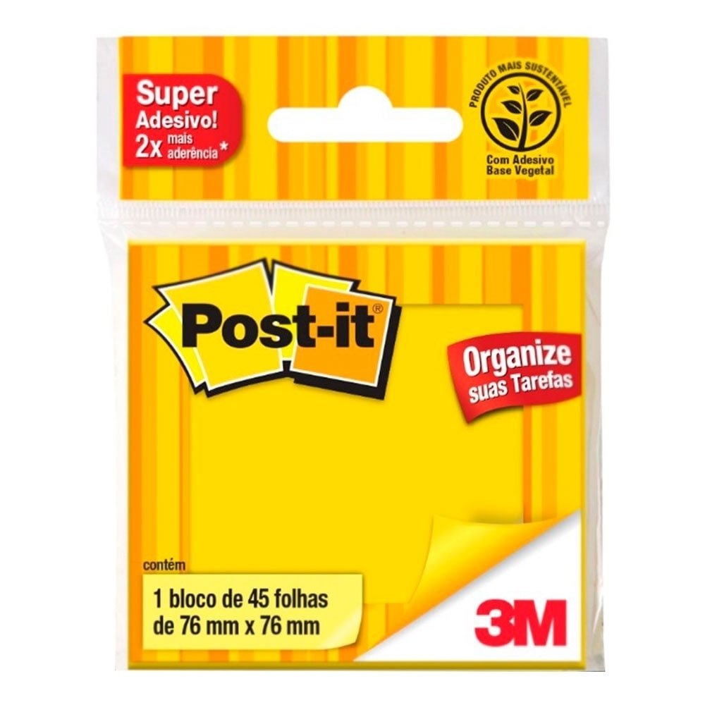 Post-It 3M Amarelo Neon 76x76mm 45 Folhas