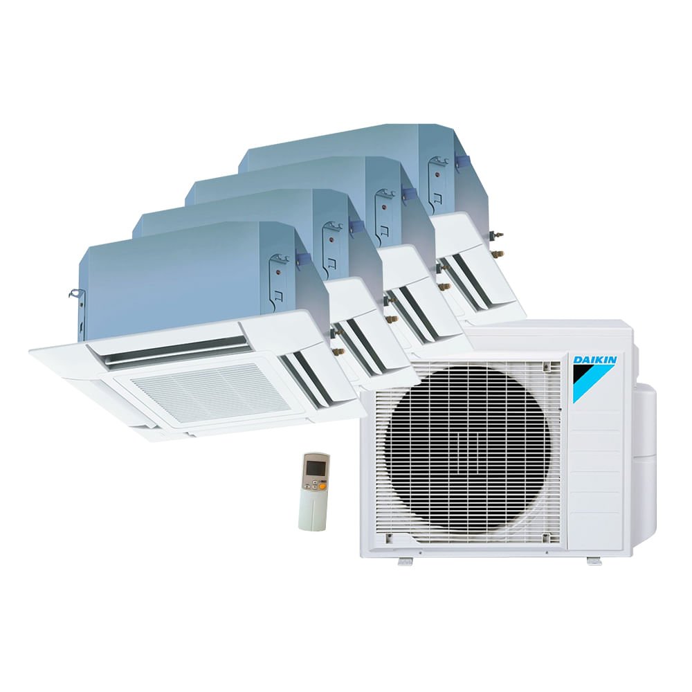 Ar Condicionado Multi Split Cassete 4 Vias Inverter Daikin 3x9000 + 1x20000 BTU/h Quente e Frio Monofásico 4MXS28PMVM - 220 Volts Ar Condic