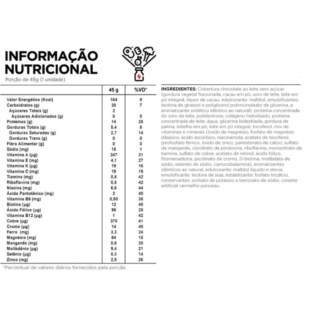 Barra de Proteína Topway Morango 45g - Embalagem com 12 Unidades