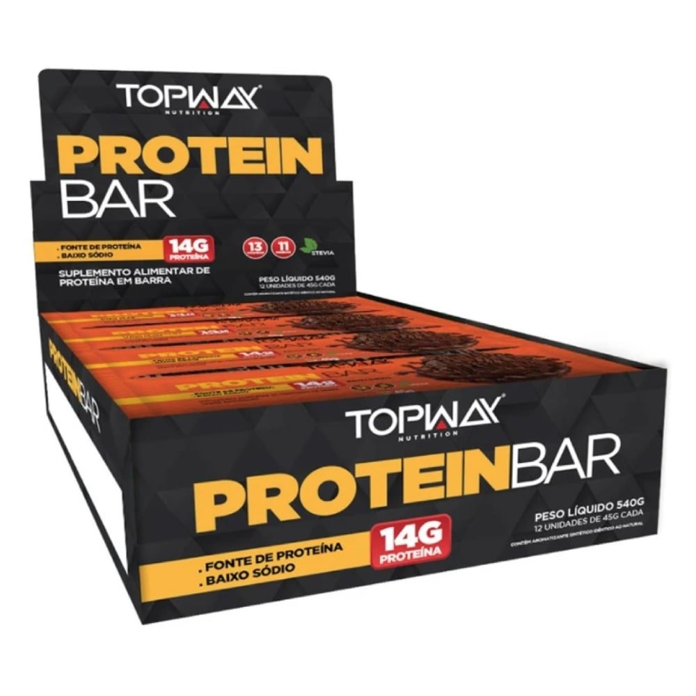 Barra de Proteína Topway Brigadeiro 45g - Embalagem com 12 Unidades