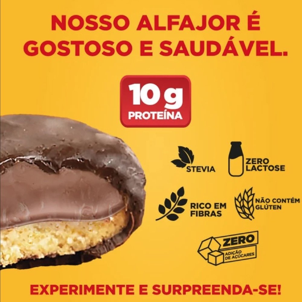 Alfajor Topway com Proteína Amendoim Avelã Chocolate 40g - Embalagem com 10 Unidades