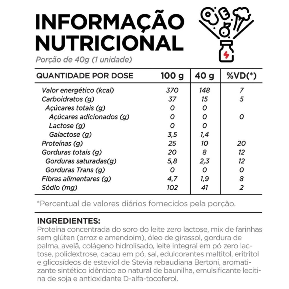 Alfajor Topway com Proteína Amendoim Avelã Chocolate 40g - Embalagem com 10 Unidades