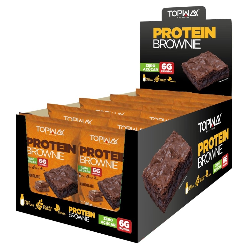 Brownie Topway com Proteína Chocolate 40g - Embalagem com 10 Unidades