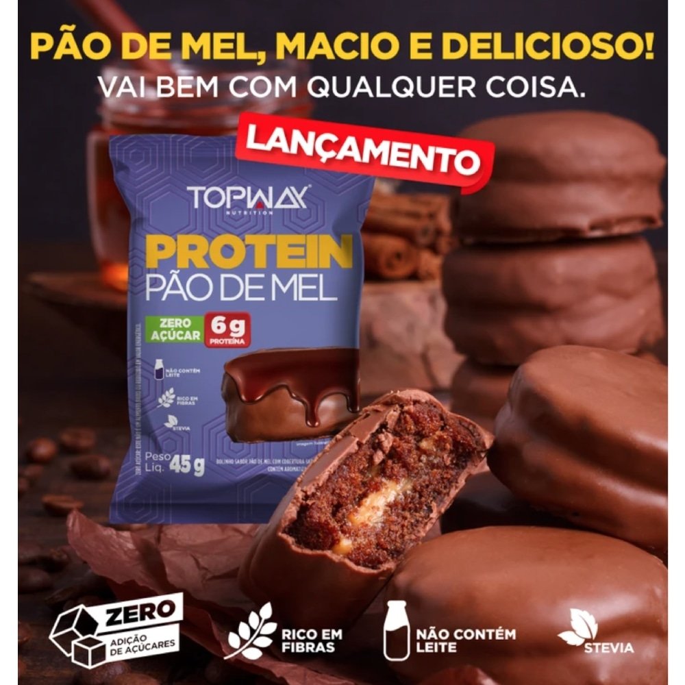 Pão de Mel Topway Protein 45g - Embalagem com 10 Unidades