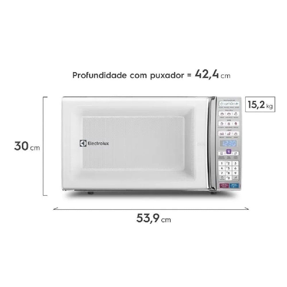Micro-ondas Electrolux 34 Litros Função Tira Odor e Manter Aquecido Branco MEO44 ¿ 127 Volts