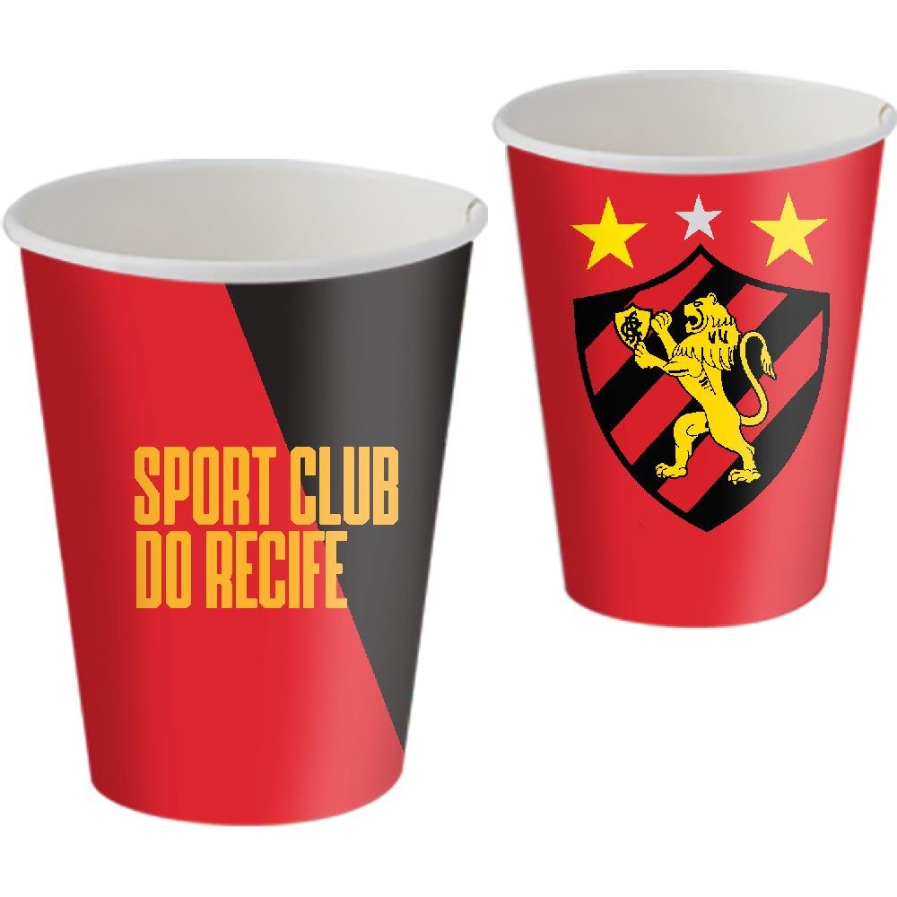 Copo Papel 200Ml Sport Oficial - Embalagem com 8 unidades.