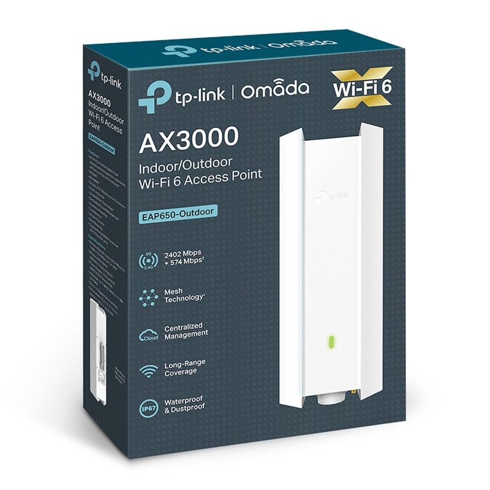 Access Point Tp-Link Eap650 Outdoor Omada, Ax3000, Wi-Fi 6, Dual Band, Gigabit Poe