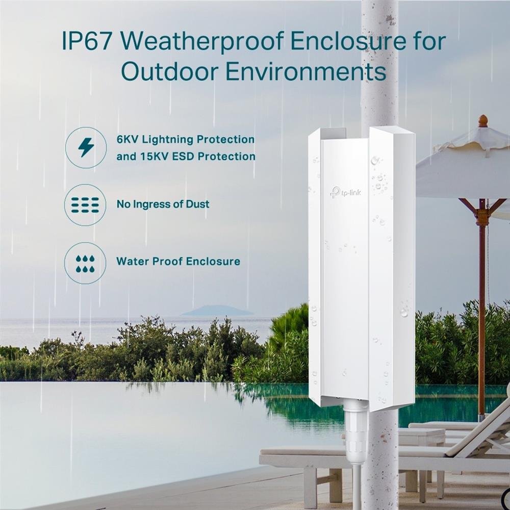 Access Point Tp-Link Eap650 Outdoor Omada, Ax3000, Wi-Fi 6, Dual Band, Gigabit Poe