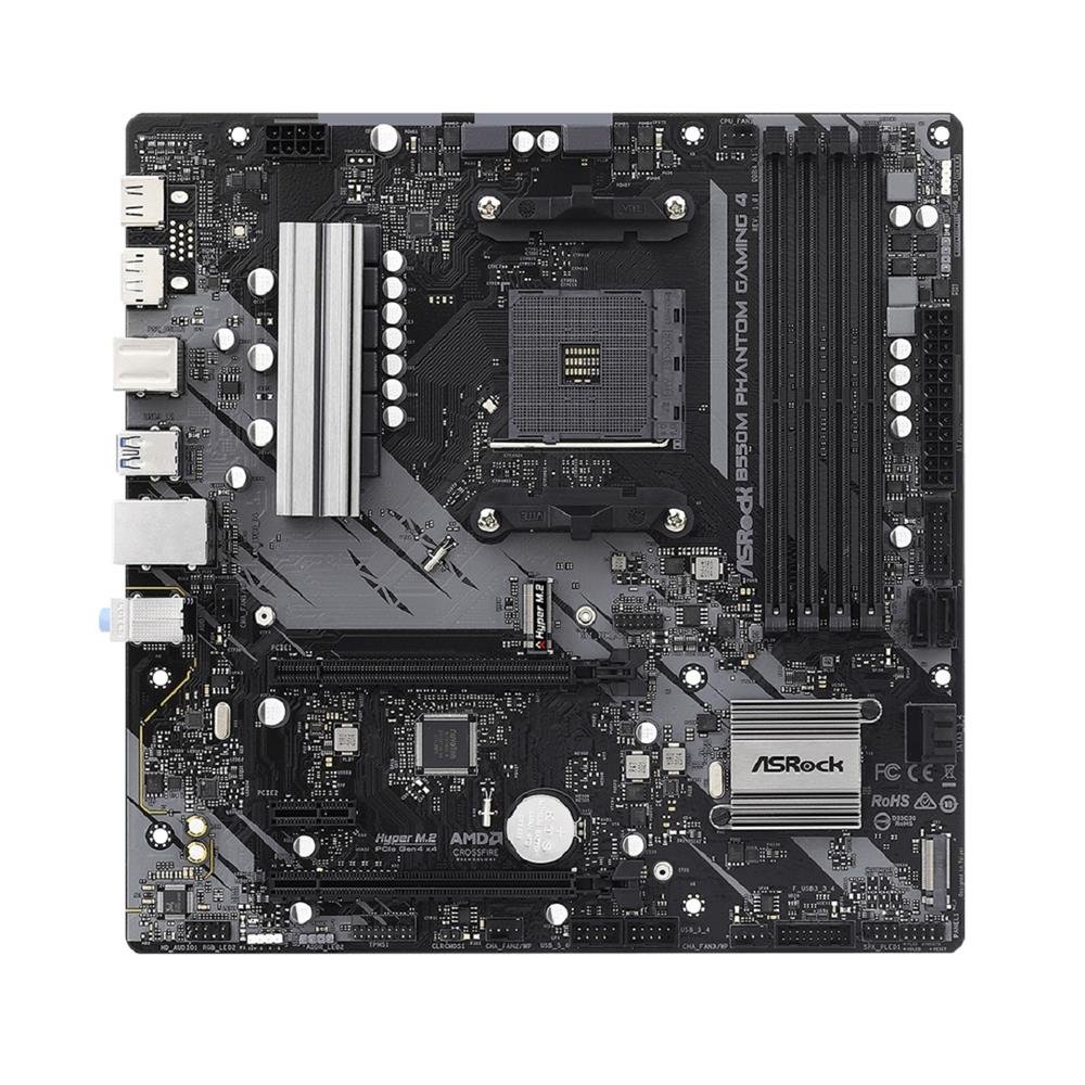 Placa Mãe Asrock B550m Phantom Gaming 4, Chipset B550, Amd Am4, Matx, Ddr4