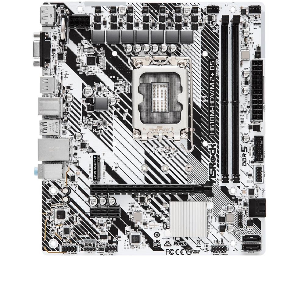 Placa Mãe ASRock H610M-HDV/M.2+ D5, Chipset H610, Intel LGA 1700, mATX, DDR5